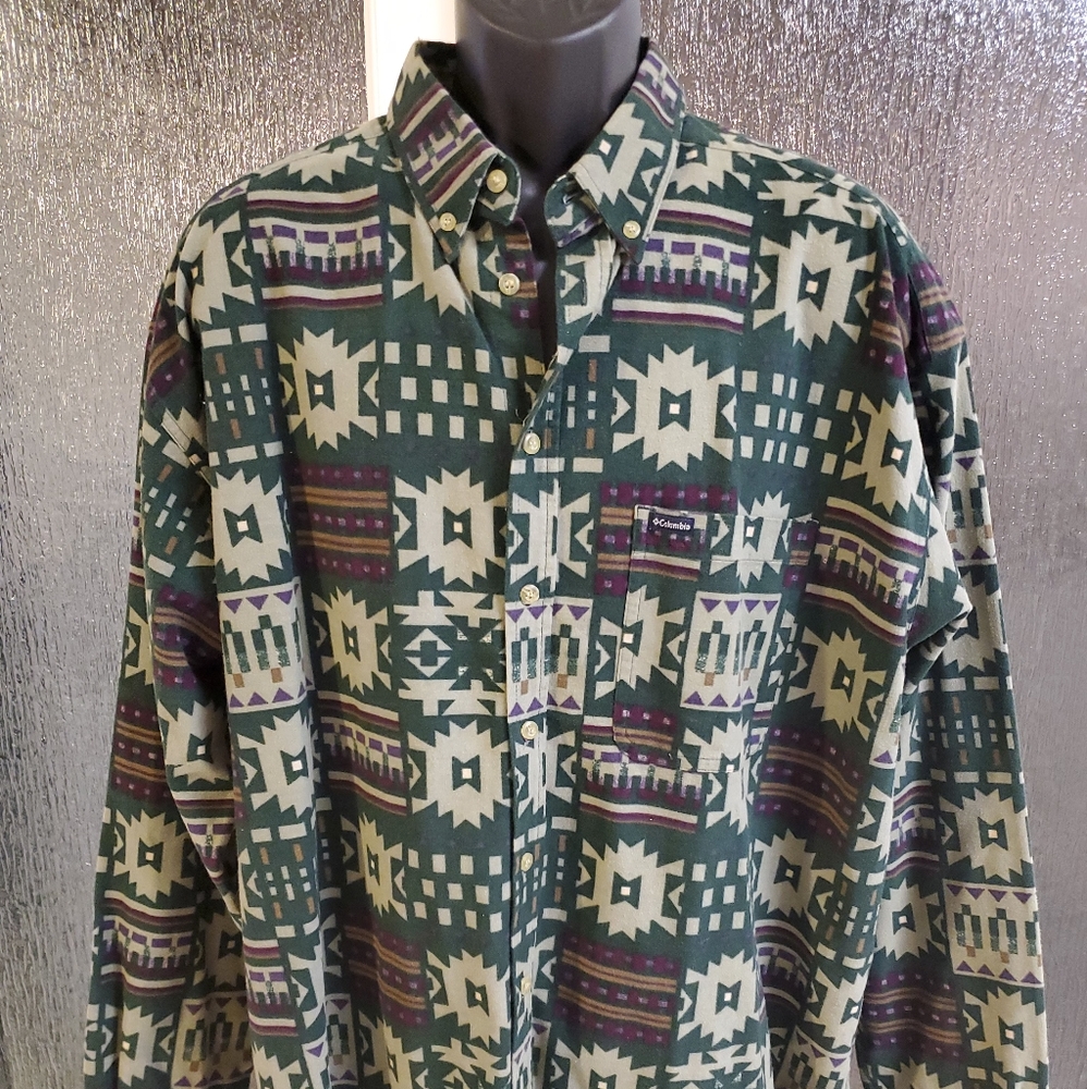 Vintage Columbia Fleece Aztec Button Down Shirt